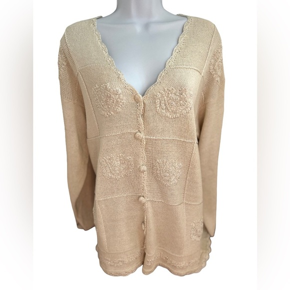 VINTAGE CELINA YANG EMBROIDERED BEADED PEARL CARDIGAN RARE - Picture 3 of 7